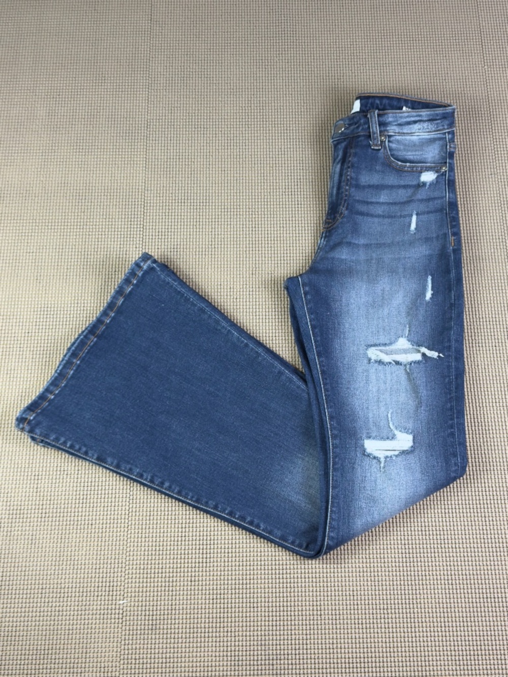 CEROS western high rise wide flare leg distressed denim jeans size 25